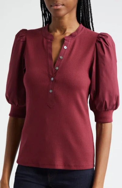 Veronica Beard Coralee Front Button Blouse In Wine