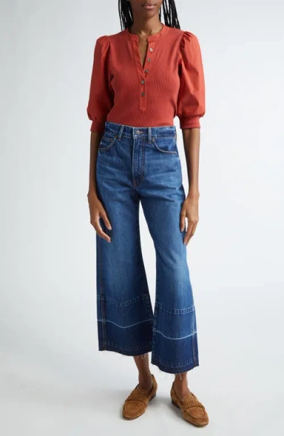 Veronica Beard Coralee Front Button Blouse In Brick Red