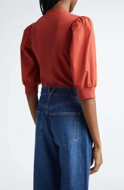 Veronica Beard Coralee Front Button Blouse In Brick Red