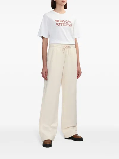 Shop Maison Kitsuné Baby Fox-appliqué Track Pants In Neutrals