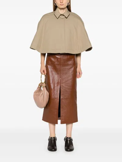 Chloé Cropped Gabardine Cape In Neutrals