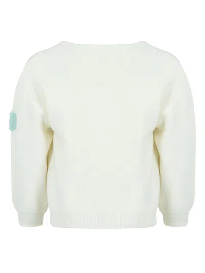 Lapin House Heart-embroidered Jersey Sweatshirt In White