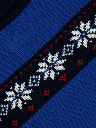 Lapin House Patterned Intarsia-knit Cotton Cardigan In Blue