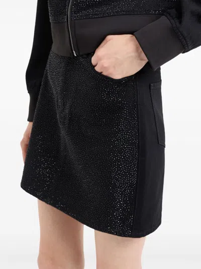 Shop Armani Exchange Rhinestone-embellished Mini Skirt In Black