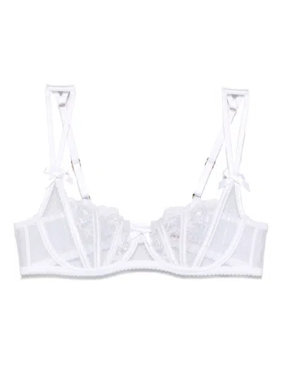 Agent Provocateur Alysia Bow-detailed Embroidered Tulle Underwired Bra In White
