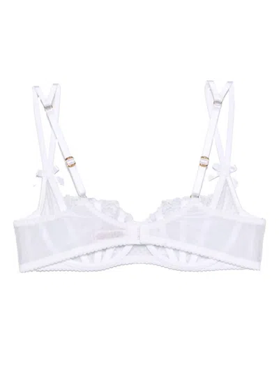 Agent Provocateur Alysia Bow-detailed Embroidered Tulle Underwired Bra In White