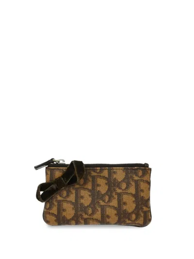 Pre-owned Dior 2005 Romantic Trotter Coin Purse In Brown