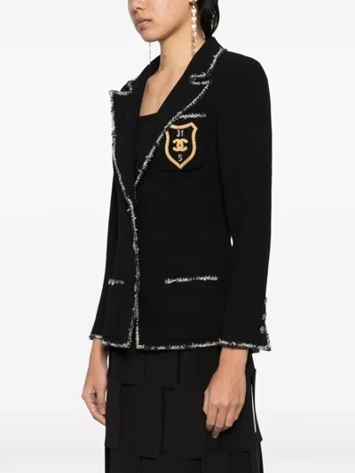 Pre-owned Chanel 2005 Emblem Single-breasted Blazer In Black