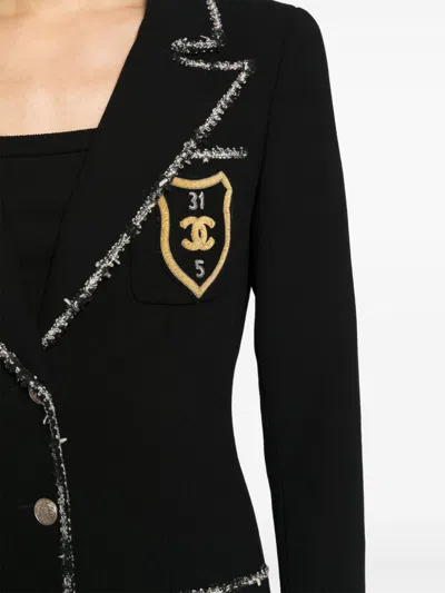 Pre-owned Chanel 2005 Emblem Single-breasted Blazer In Black