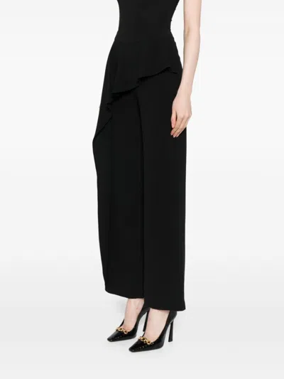 Edward Achour Paris Ruffled-detail Flared Trousers In Black