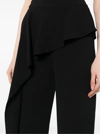 Edward Achour Paris Ruffled-detail Flared Trousers In Black