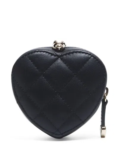 Pre-owned Chanel 2022 Mini Cc Heart Shoulder Bag In Black
