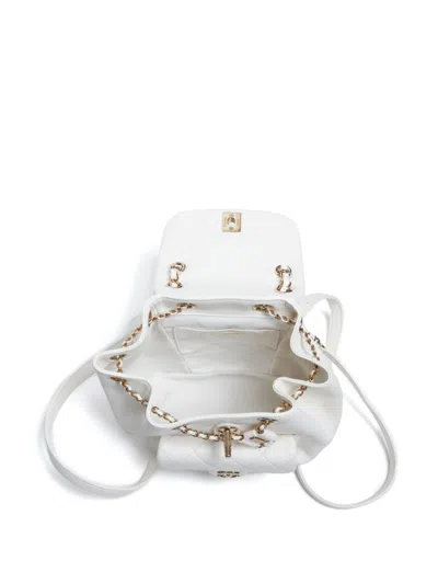 Pre-owned Chanel 2020s Mini Duma Backpack In White