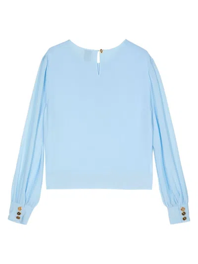 Edward Achour Paris Pleated Long-sleeve Blouse In Blue