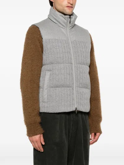 Peserico Virgin-wool Gilet In Grey