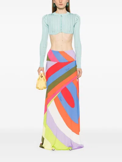 Pucci Jersey Satin Skirt In Purple