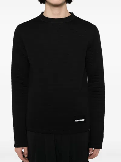 Jil Sander + Texture Long-sleeves T-shirt In Black