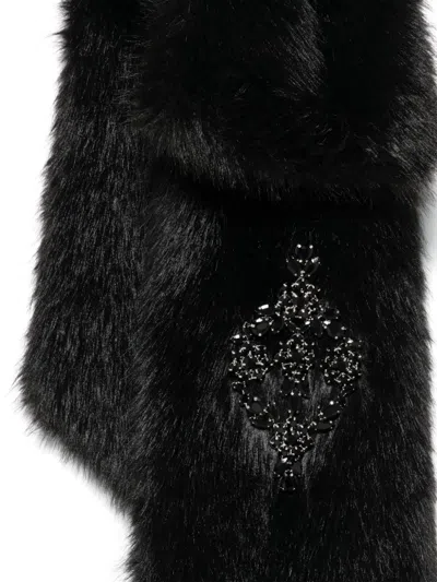 Simone Rocha Faux-fur Bow Scarf In Black