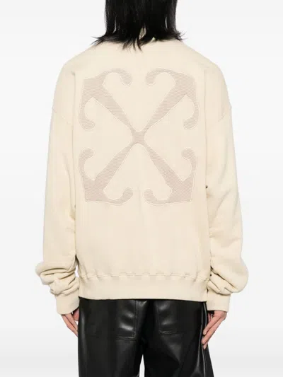 Off-white Logo-print Cotton Sweatshirt In Neutral