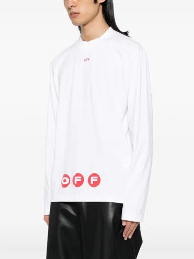 Shop Off-white Logo-print Long-sleeved T-shirt In White