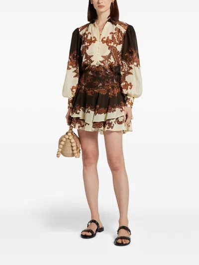 Hemant & Nandita Paisley-print Mini Skirt In Brown
