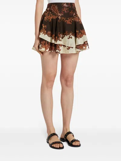 Hemant & Nandita Paisley-print Mini Skirt In Brown