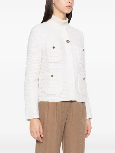 Bruno Manetti Waffle-knit Jacket In White