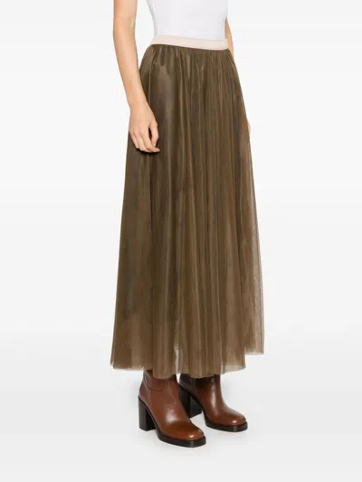 Shop Bruno Manetti Tulle Maxi Skirt In Brown