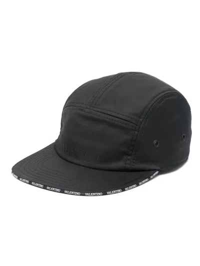 Shop Valentino Cotton Baseball Cap In Black