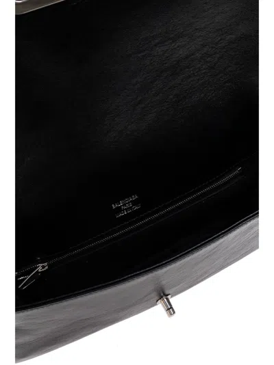 Balenciaga Medium Bb Soft Flap Leather Shoulder Bag In Black