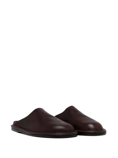 Buttero Round-toe Slippers In Brown