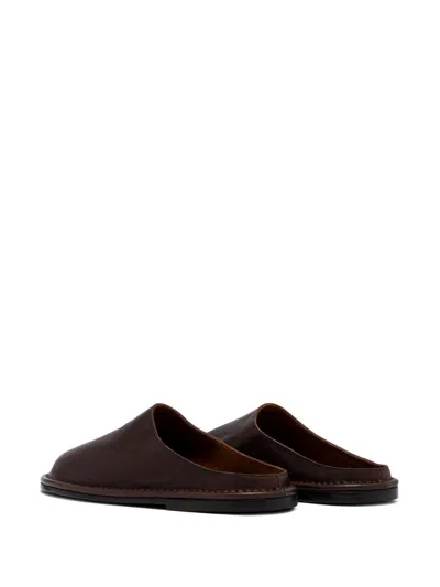 Buttero Round-toe Slippers In Brown