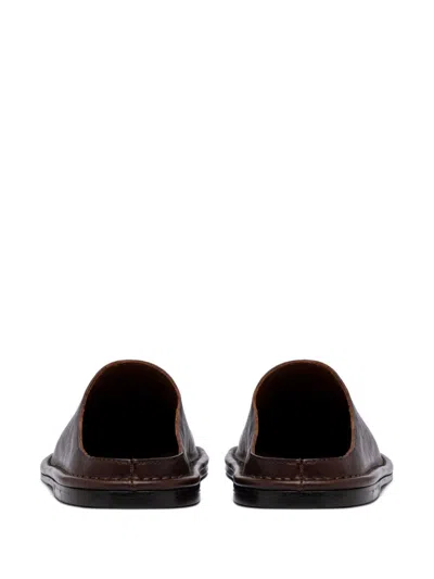 Buttero Round-toe Slippers In Brown