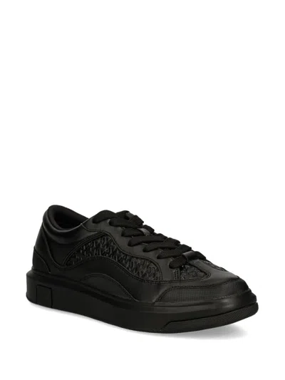 Armani Exchange Monogram-logo Sneakers In Black