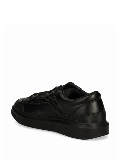 Armani Exchange Monogram-logo Sneakers In Black