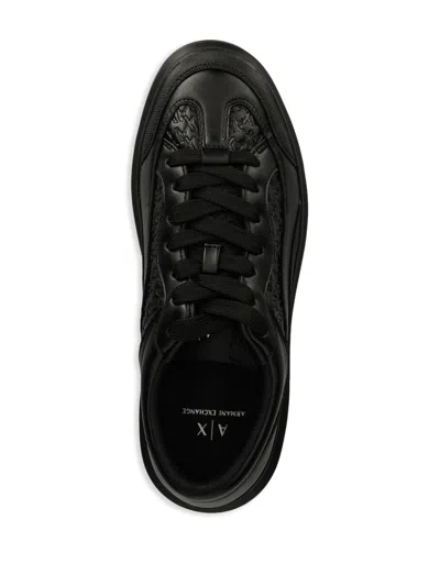 Armani Exchange Monogram-logo Sneakers In Black