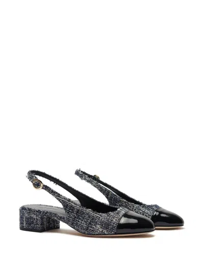 Scarosso 35mm Coco Blue Tweed Pumps In Black