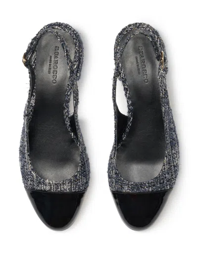 Scarosso 35mm Coco Blue Tweed Pumps In Black