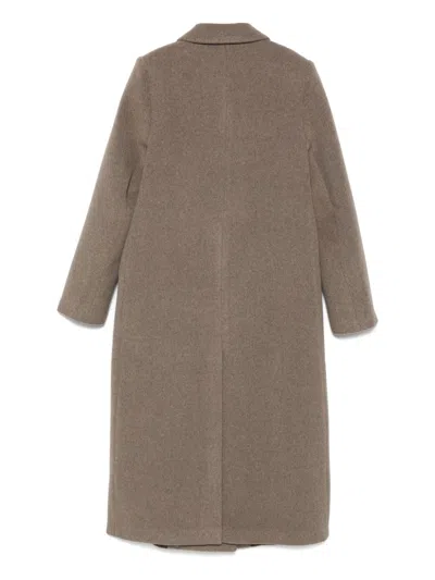 Samsoe & Samsoe Double-breasted Coat In Brown