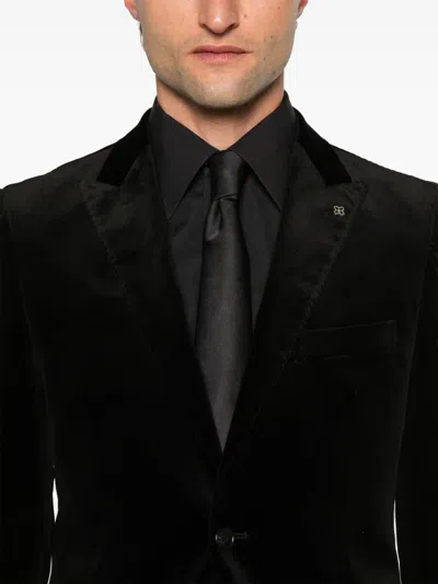 Shop Tagliatore Velvet Blazer In Black