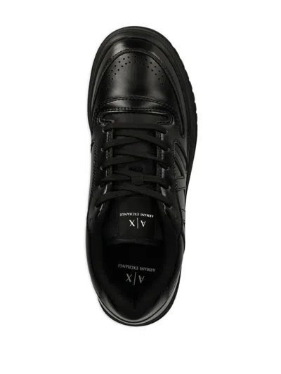 Armani Exchange Logo-debossed Sneakers In Black
