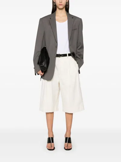 Wardrobe.nyc Wardrobe. Nyc Low Rise Shorts Off White In Neutrals