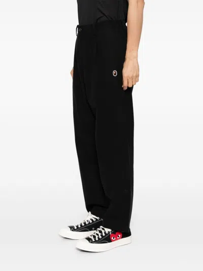 A Bathing Ape Logo-patch Chinos In Black