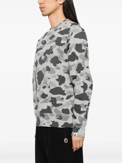 Shop A Bathing Ape Logo-patch Camo Sweatshirt In Grey