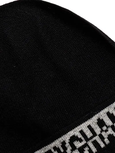 Armani Exchange Intarsia-knit Set Of Scarf And Beanie In Black