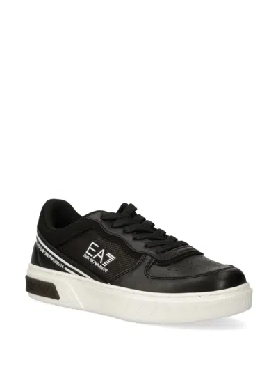 Ea7 Logo-patch Panelled Sneakers In Black