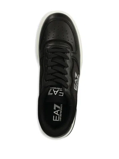 Ea7 Logo-patch Panelled Sneakers In Black