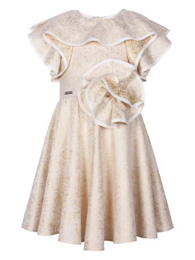 Jessie And James Ruffle-detail Dress In Gold