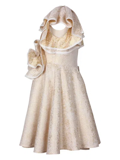Jessie And James Ruffle-detail Dress In Gold