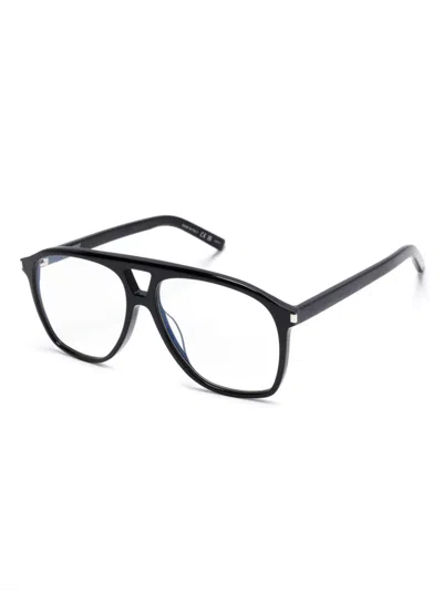 Saint Laurent Sl 596 Dune Opt Pilot-frame Glasses In Black